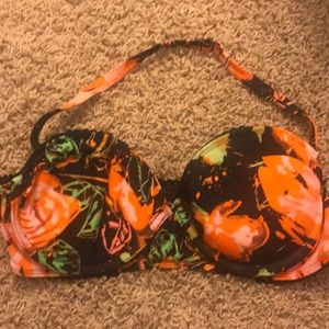 Black poppy swim top